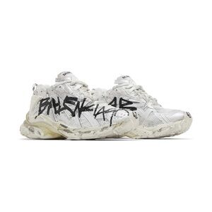 Balenciaga White and Black Graffiti Sneakers